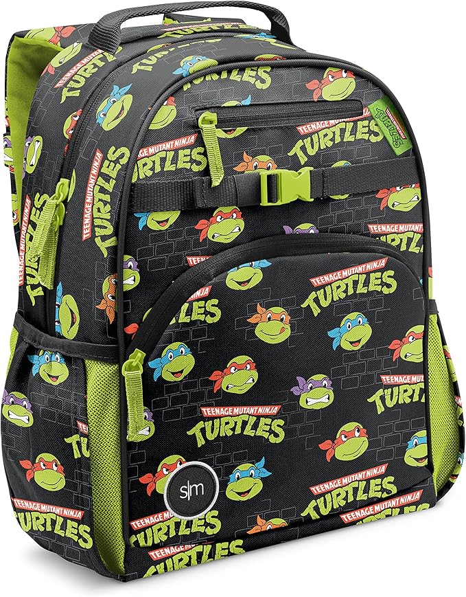 Simple Modern Medium Nickelodeon Viacom Kids Backpack for School Girls and Boys  Kindergarten Elementary Toddler Backpack  Fletcher Collection  Kids - 15" tall  TMNT Turtles Unite
