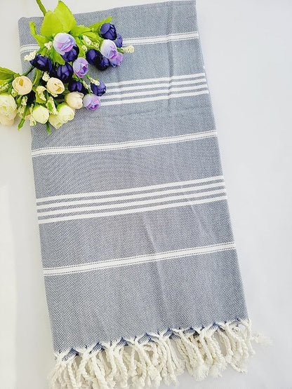 Beach Bath Towel Prewashed, Original Turkish Cotton Soft Peshtemal Towels,40x70 Inch Extra Large