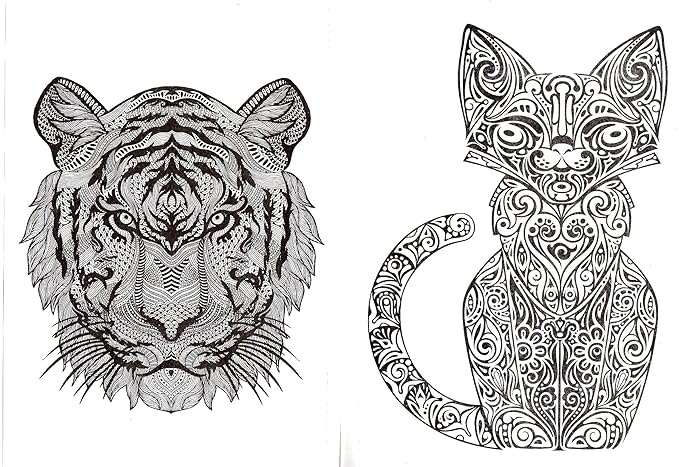Cats  Dogs - Adult Coloring Book - Relax and Rewind