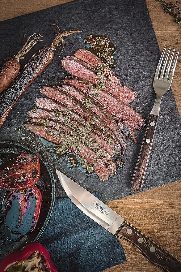 Tramontina Churrasco 5 inch Jumbo Steak Knife Set,4 Piece Brown