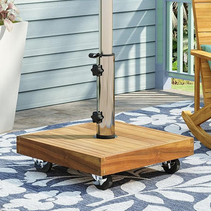 Durable Square Umbrella Stand - Fashionable Teak Appearance, Essential for Every Outdoor Living Space