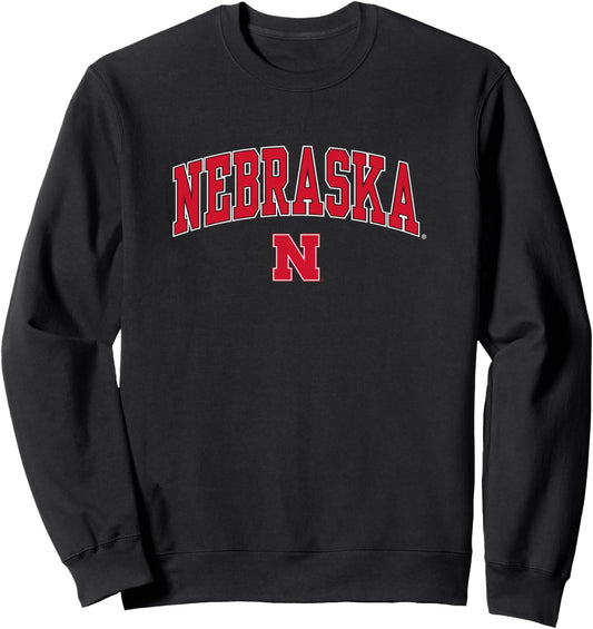 Nebraska Cornhuskers Arch Over Black Officially Licensed Sweatshirt Small.