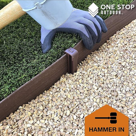 USA MADE - (10 PACK) Brown 10" Inch Heavy Duty Plastic Landscape Edging Stakes, Anchoring Spikes for Edging  Terrace Board