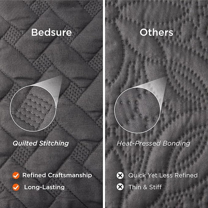 Bedsure Quilts Queen Size - Lightweight Bedspreads Queen Size with Basket Weave Pattern, Soft Quilt Bedding Set, Grey Comforter Set Coverlet for All Seasons with 2 Pillow Shams