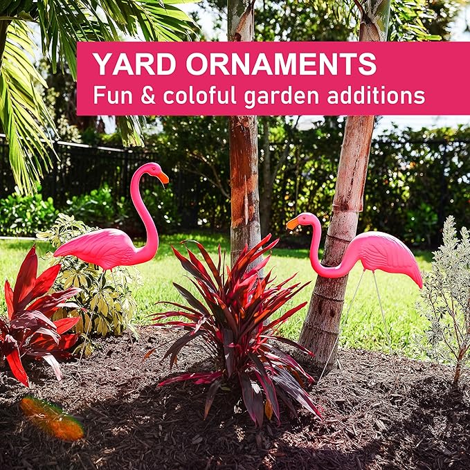 Galashield Pink Flamingo Yard Decorations Pack of 2 Flamingo Decor Ornaments for Outdoor Lawn and Garden