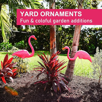 Galashield Pink Flamingo Yard Decorations Pack of 2 Flamingo Decor Ornaments for Outdoor Lawn and Garden