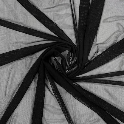 Ice Fabrics 4-Way Stretch Power Mesh Fabric by The Yard - 60" Wide Nylon Spandex Sheer Net Fabric - Breathable  Stretchy Mesh Fabric for Sewing Activewear, Dresses, Crafts - Black - 1 Yard