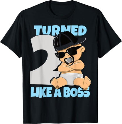 Baby 2nd Birthday Boy Girl 2 Years Like a Boss Kids T-Shirt