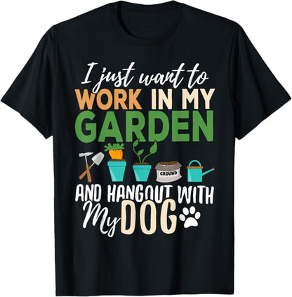 Gardening T-Shirt Dog Lover Gardener Garden Pet Gift Plants Men Women T-Shirt