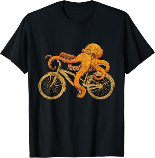 Octopus Riding Bicycle Octopus T-Shirt