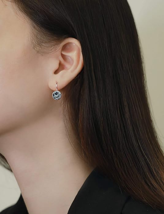 missaqua Gorgeous Solitaire Earrings for Women - Embellished with Austrian Crystals, Leverback Drop, Perfect for Any Occasion, Ideal Gifts for Women