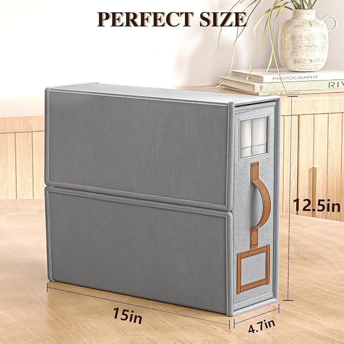 3 Pack Bed Sheet Organizers and Storage, (King & Queen Size) Sheet Organizer for Linen Closet, Foldable Bedding Storage Box with Window for Bedsheets, Blanket, Duvet Cover and Pillowcase