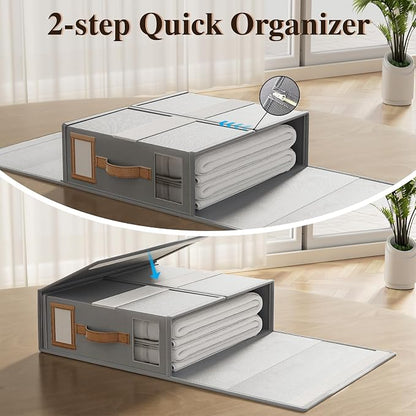 3 Pack Bed Sheet Organizers and Storage, (King & Queen Size) Sheet Organizer for Linen Closet, Foldable Bedding Storage Box with Window for Bedsheets, Blanket, Duvet Cover and Pillowcase