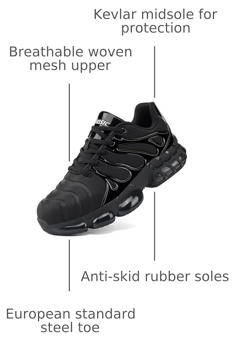 ARISIC Steel Toe Sneakers Lightweight Puncture Proof Breathable Work Shoes