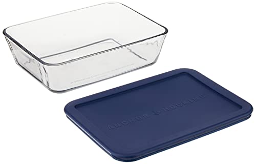 Anchor Hocking 6 cup Rectangle Storage, Blue lid