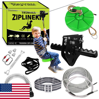 TT TRSMIMA Zip Line Kit 100/120/150/180ft for Kids & Adults - Up to 380 lbs