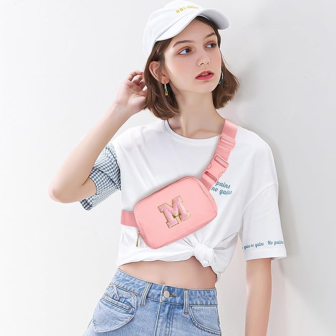 Gitus Customizable Gifts for Girls Age 6-8 8-10 Belt Bag Fanny Pack with Initial for Girls Birthday Gifts for Teenager Girls Teen Girl Gifts Trendy Stuff (Light Pink-M)