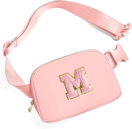 Gitus Customizable Gifts for Girls Age 6-8 8-10 Belt Bag Fanny Pack with Initial for Girls Birthday Gifts for Teenager Girls Teen Girl Gifts Trendy Stuff (Light Pink-M)