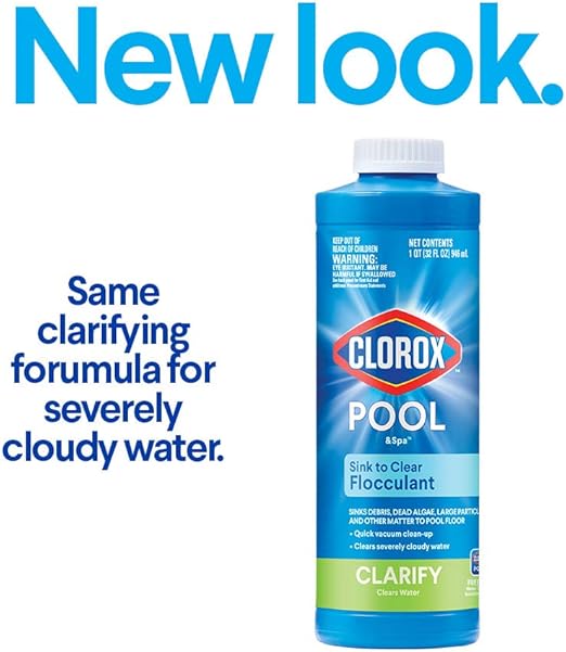 Clorox Pool&Spa Swimming Pool Sink to Clear Flocculant, Sinks Debris, Dead Algae, Large Particles & Other Matters to Pool Floor, 1 Quart (Pack of 1)