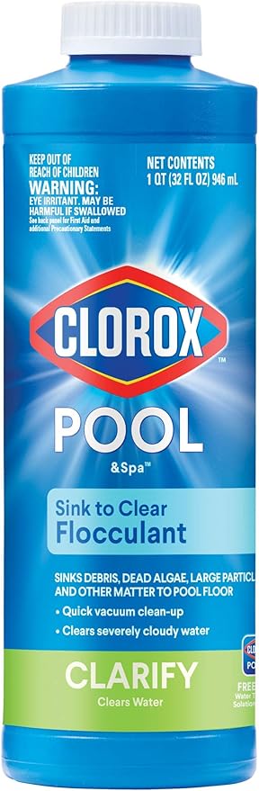 Clorox Pool&Spa Swimming Pool Sink to Clear Flocculant, Sinks Debris, Dead Algae, Large Particles & Other Matters to Pool Floor, 1 Quart (Pack of 1)