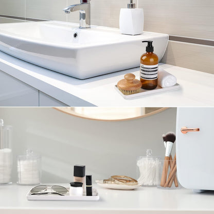 Gurygo 12" Ceramic Vanity Sink Tray for Bathroom Counter - Large Rectangle Kitchen Soap Tray - Ceramic Trays for Kitchen Counter, White