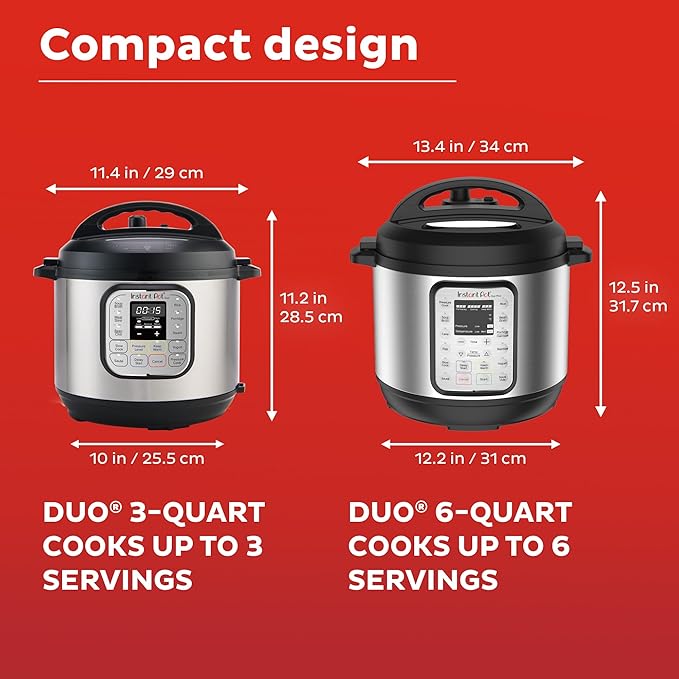 Instant Pot Duo 7-in-1 Mini Electric Pressure Cooker, Slow Rice Cooker, Steamer, Saute, Yogurt Maker, Warmer & Sterilizer, Includes Free App with over 1900 Recipes, Stainless Steel, 3 Quart