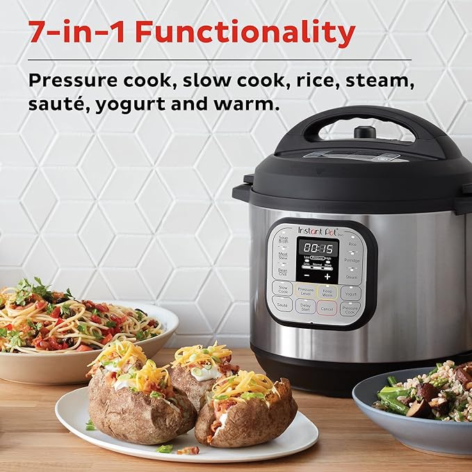 Instant Pot Duo 7-in-1 Mini Electric Pressure Cooker, Slow Rice Cooker, Steamer, Saute, Yogurt Maker, Warmer & Sterilizer, Includes Free App with over 1900 Recipes, Stainless Steel, 3 Quart