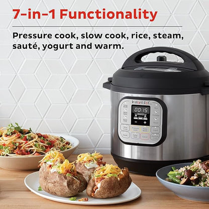 Instant Pot Duo 7-in-1 Mini Electric Pressure Cooker, Slow Rice Cooker, Steamer, Saute, Yogurt Maker, Warmer & Sterilizer, Includes Free App with over 1900 Recipes, Stainless Steel, 3 Quart