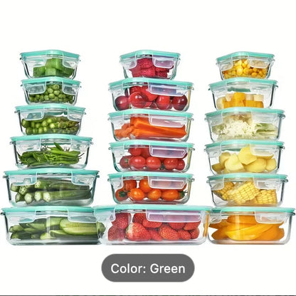 VTOPMART 18 Pack (36pc) Glass Storage Containers Set BPA Free Airtight Leakproof Lids