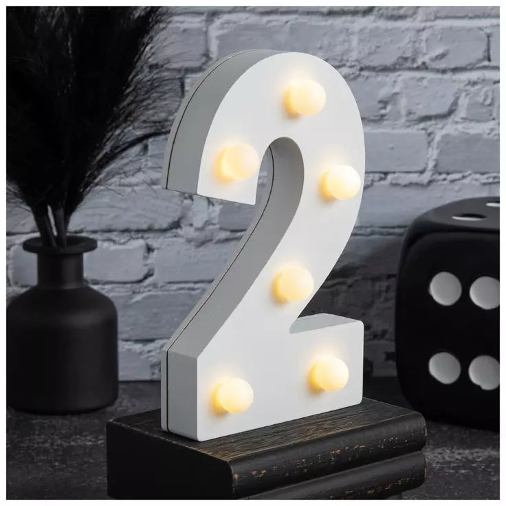 White Marquee Light Up Wood Number #2