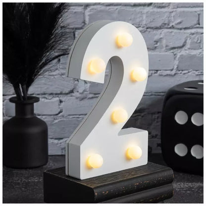 White Marquee Light Up Wood Number #2