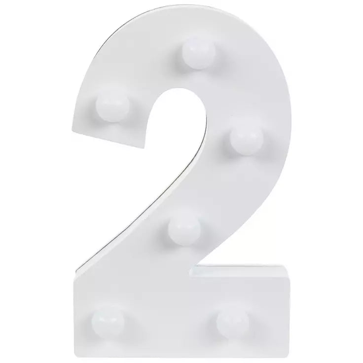 White Marquee Light Up Wood Number #2