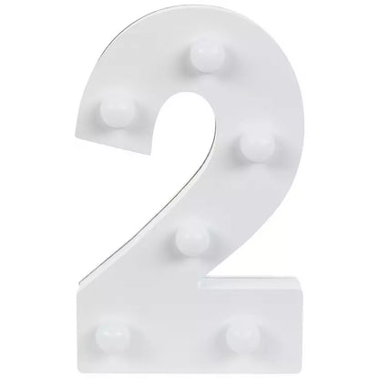 White Marquee Light Up Wood Number #2