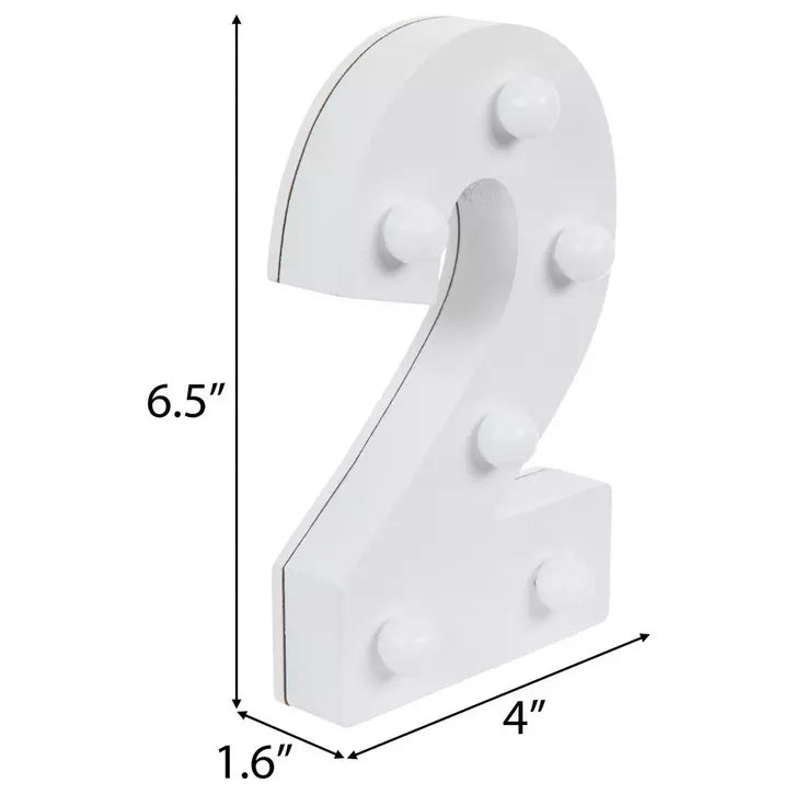 White Marquee Light Up Wood Number #2