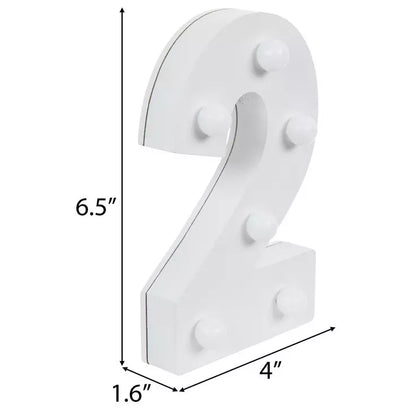 White Marquee Light Up Wood Number #2