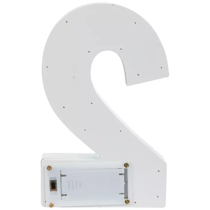 White Marquee Light Up Wood Number #2