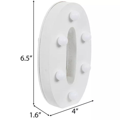 White Marquee Light Up Wood Number. (Number 0)
