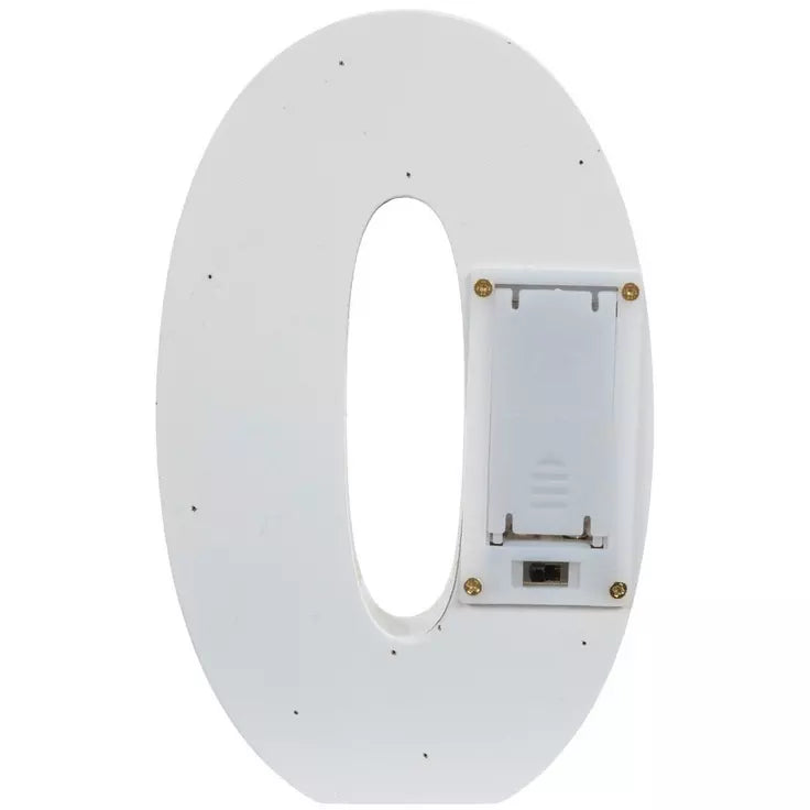 White Marquee Light Up Wood Number. (Number 0)