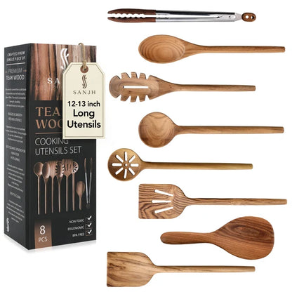 Sanjh Wooden utensils for cooking - teak wood (TONGS NOT INCLUDED)