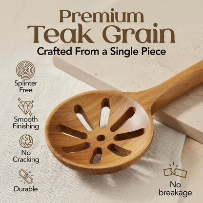 Sanjh Wooden utensils for cooking - teak wood (TONGS NOT INCLUDED)