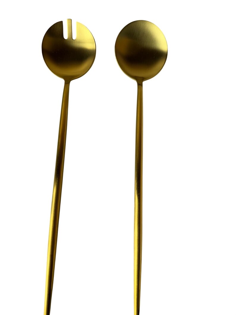 Taja Collection Gold Salad Servers Stainless Steel 2-Piece Set Dishwasher Safe