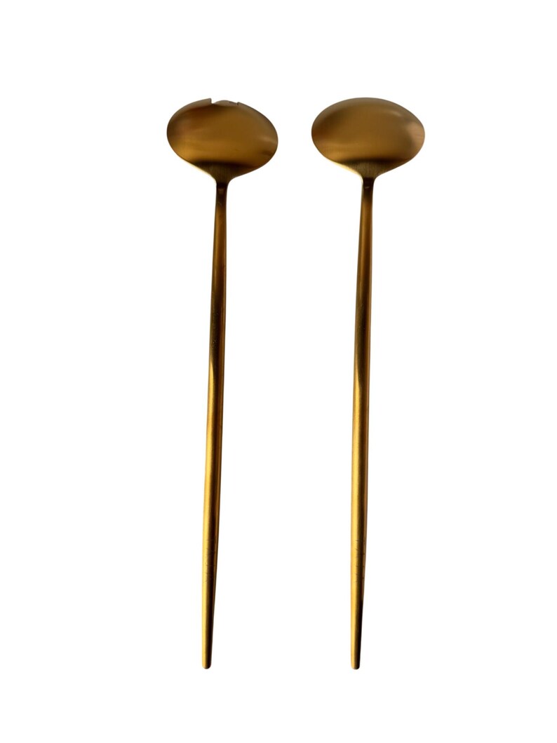 Taja Collection Gold Salad Servers Stainless Steel 2-Piece Set Dishwasher Safe