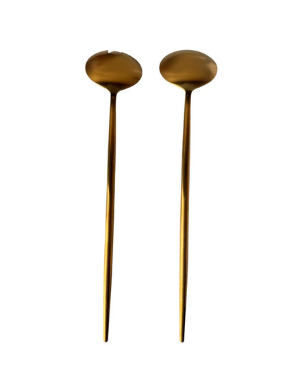 Taja Collection Gold Salad Servers Stainless Steel 2-Piece Set Dishwasher Safe