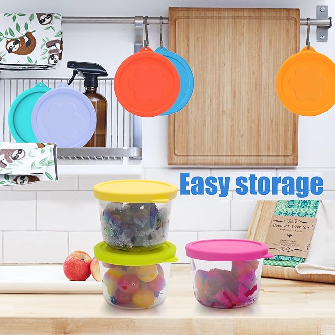 1 Cup (4 Pack) + 2 Cup (4 Pack) Silicone Replacement Lids Storage Cover for Pyrex 7202-PC and Anchor Hocking Glass Bowls (Container not Included) 8 Pack Microwave, Dishwasher and Freezer Safe