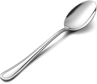 Dinner Spoons Set of 12, E-far 7.9 Inch Stainless Steel Soup Spoons Tablespoons for Home, Kitchen or Restaurant, Non-toxic & Mirror Polished, Easy to Clean & Dishwasher Safe