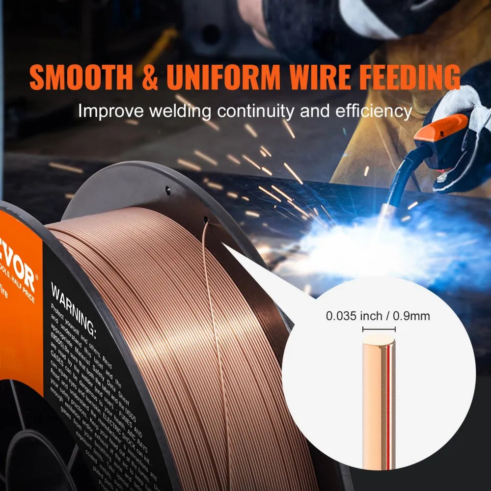 VEVOR Solid MIG Welding Wire, ER70S-6 0.035-inch 11LBS with Low Splatter and High Levels of Deoxidizers for All Position Gas Welding