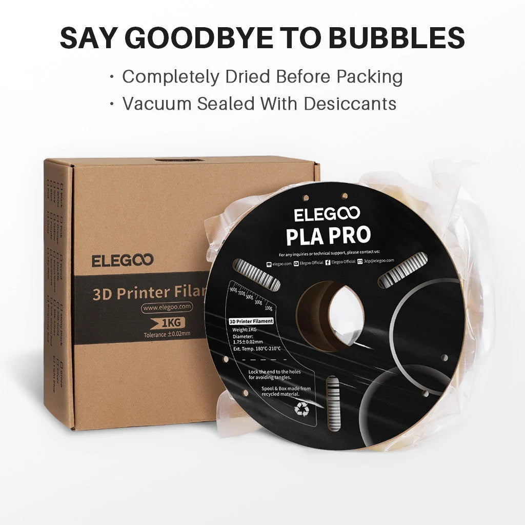 ELEGOO PLA PRO Filament 1.75mm White 1KG, 30-250mm/s Printing Speed Improved Rigidity 3D Printer Filament Dimensional Accuracy +/- 0.02mm, 1kg Spool (2.2lbs)
