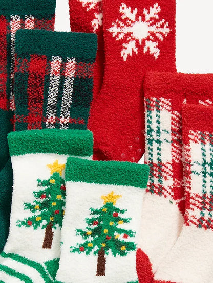 Unisex Holiday Cozy Socks 4-Pack for Toddler & Baby