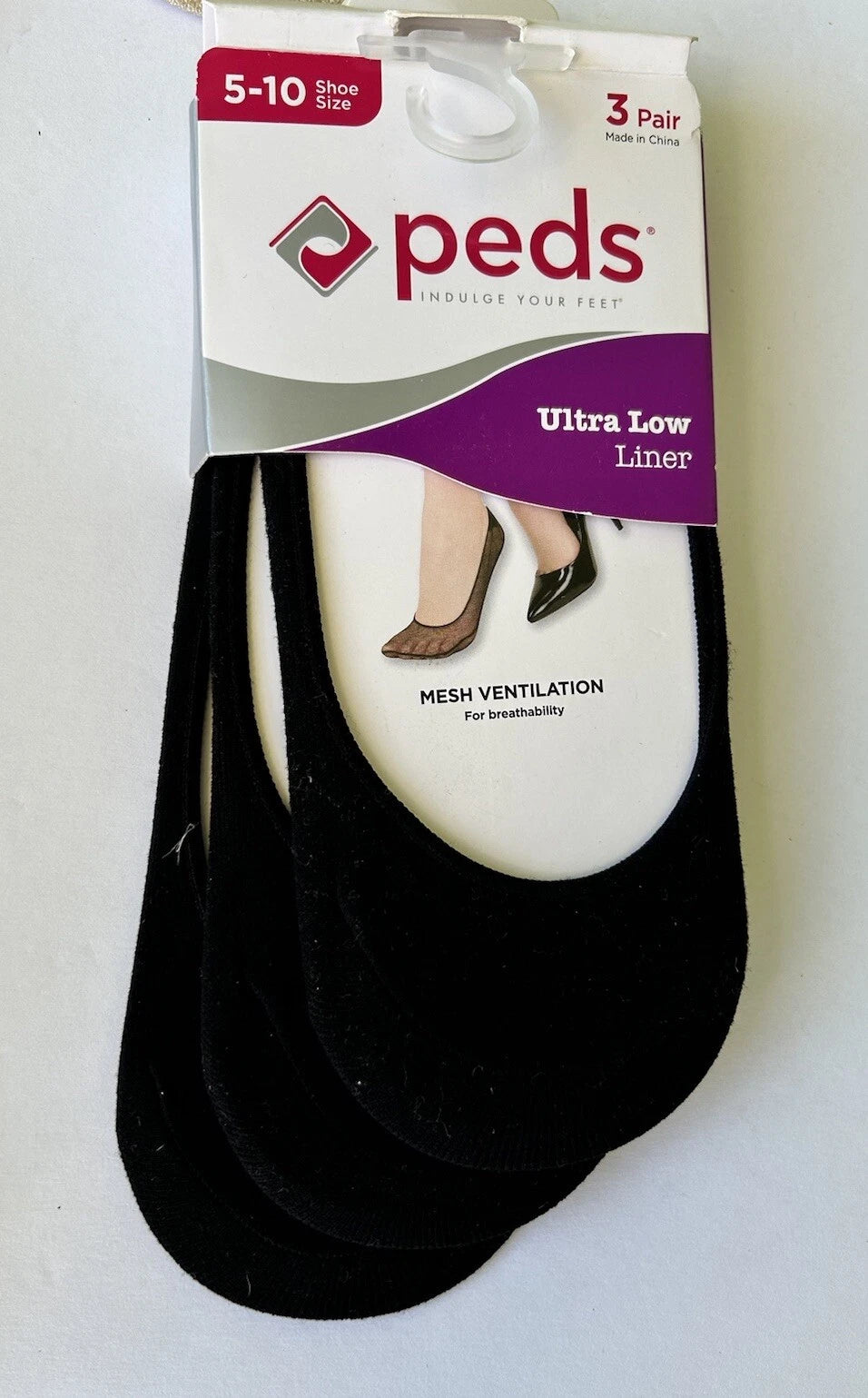 Peds Ultra Low Liner No Show Socks 3 Pairs Women's Size 8-12 Mesh Breathability