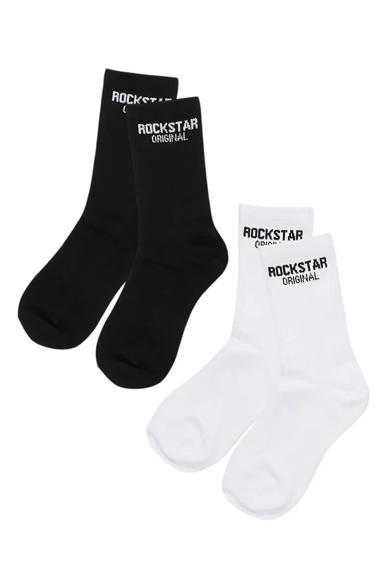 Boys rockstar dist white/black basic socks 3 pack ( Black-white-gray )